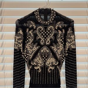 Black and White Beaded bodysuit